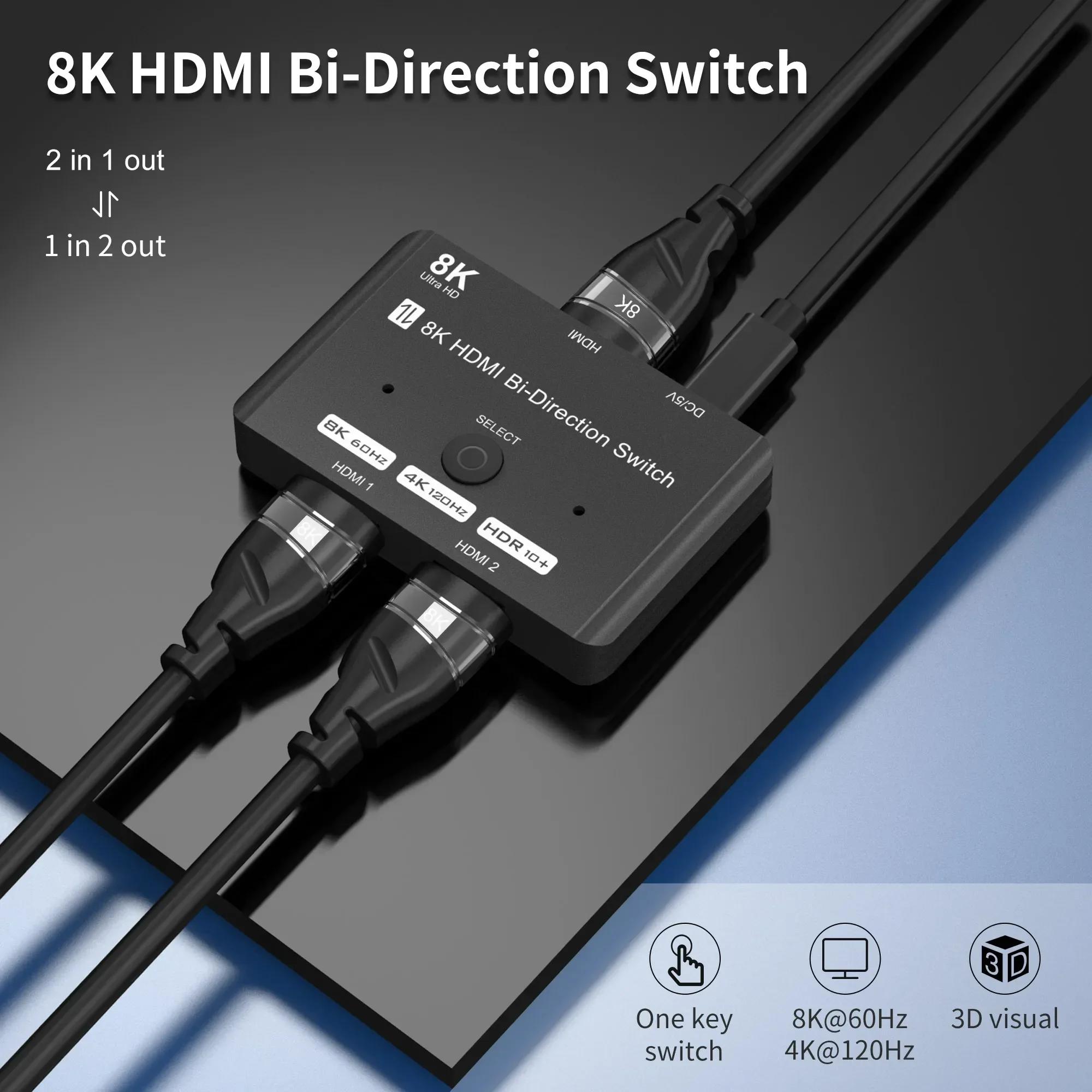 HDMI 2.1  ø ġ, HDMI ó, PS5 Xbox ø HDTV Ϳ, 2 in 1/1 in 2 out, 8K @ 60Hz, 4K @ 120Hz